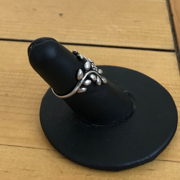 Flower Vine Pointed Silver Ring Vintage 90s 925 Sterling Size 6 - Picture 5 of 9